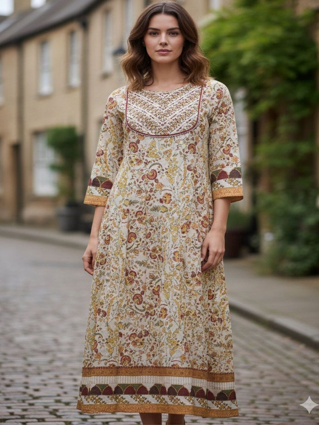 Silakaari Floral Printed Pure Cotton Kurti-image-26