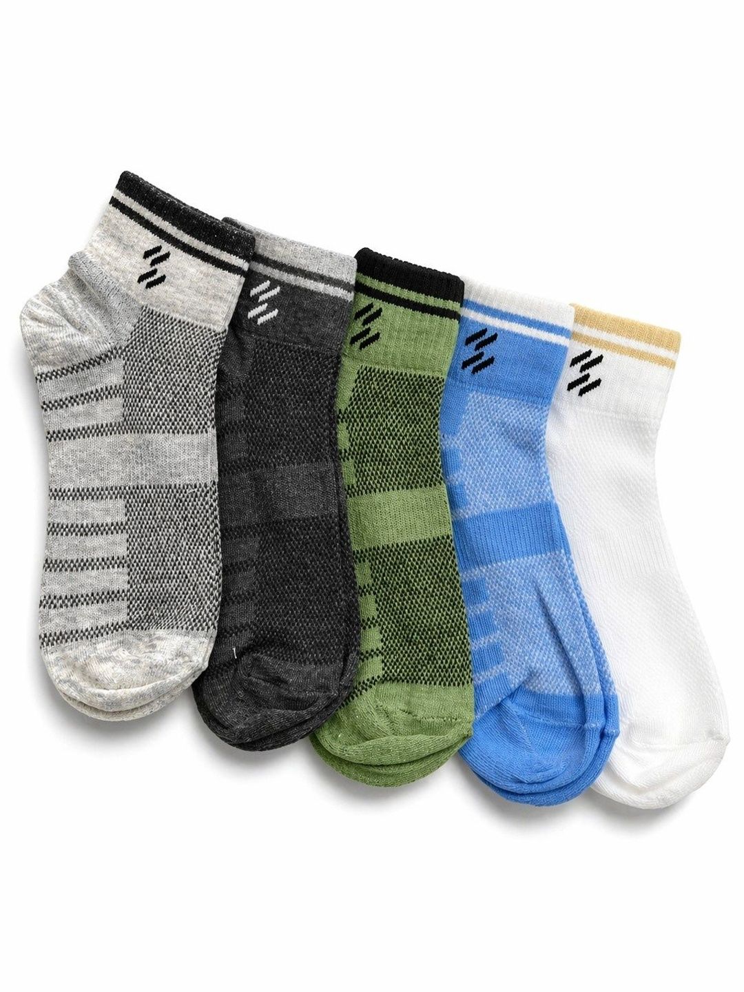 Sloxie Unisex Pack of 5 Cotton Assorted Patterned Ankle Length Socks-picture-44