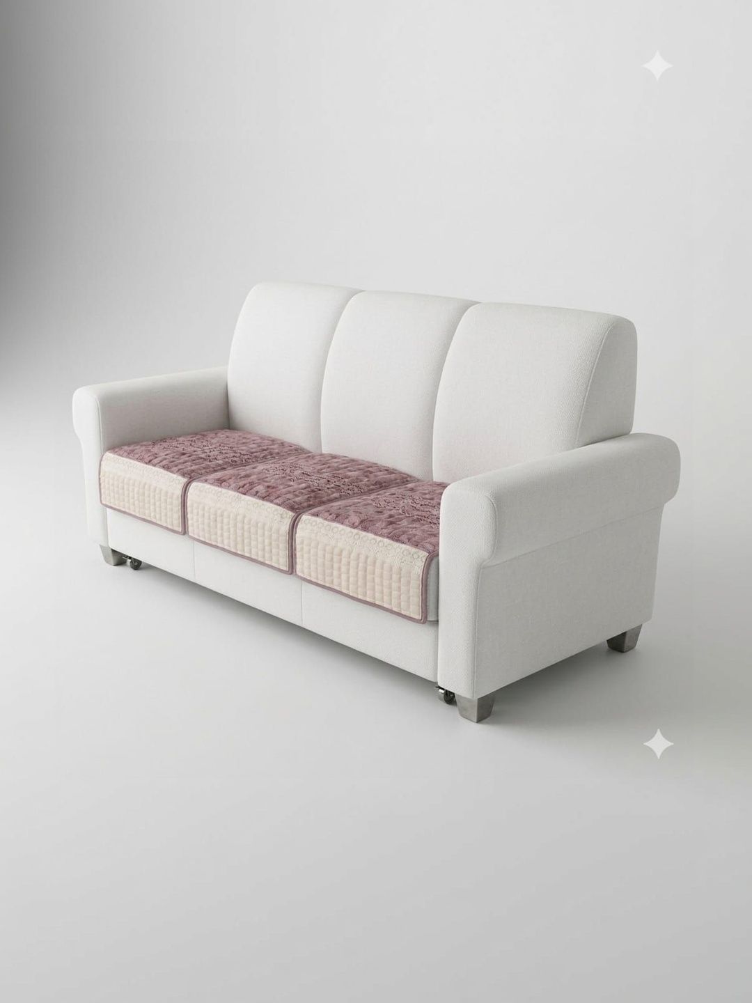 RAINBOW FURNISHINGS Pink & Mauve Polyester Blend 3 Piece Sofa Cover Without Arms-picture-47
