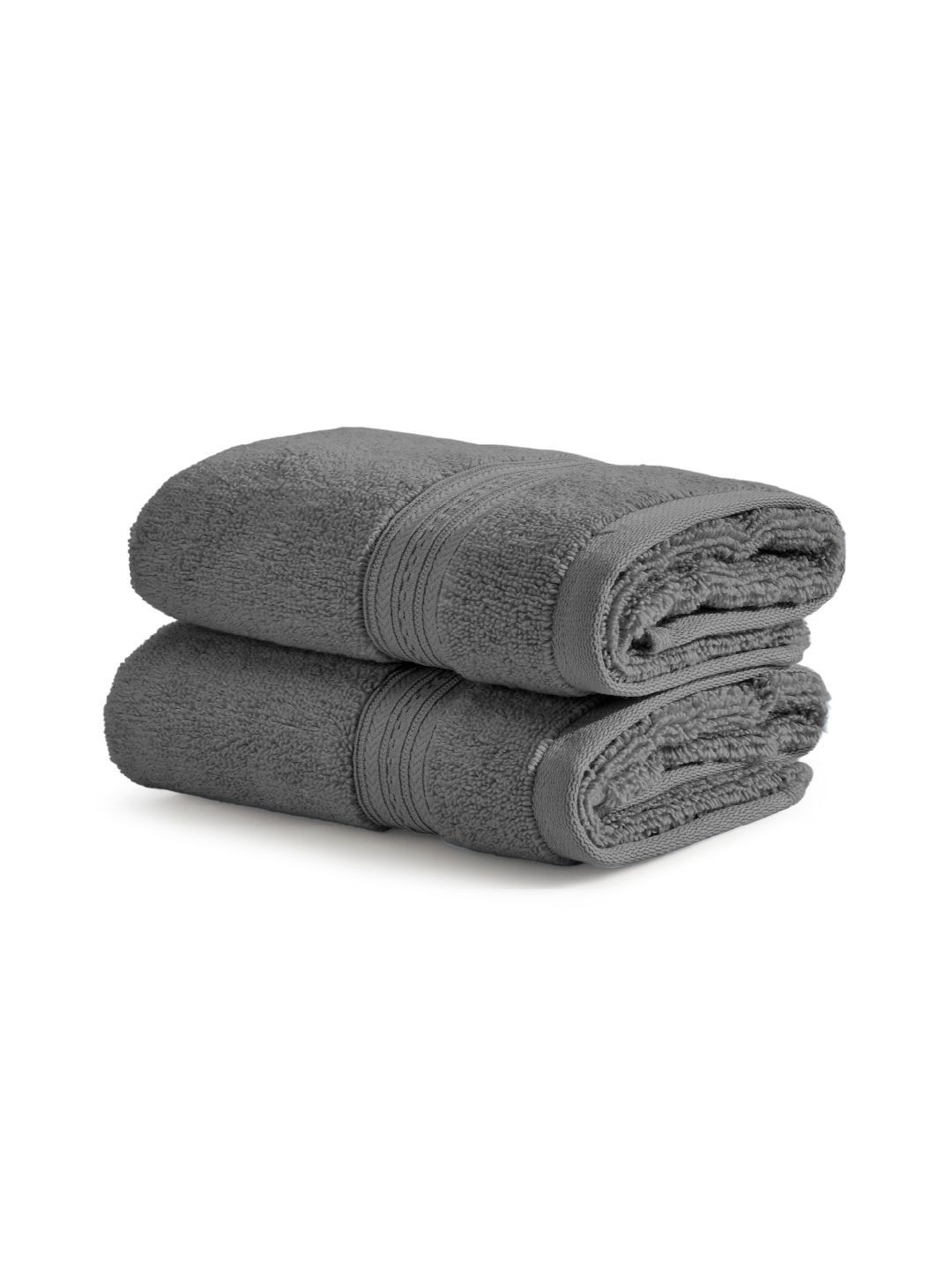 SPACES Opulent 2Pcs Grey Pure Cotton 550 GSM Hand Towels-image-27