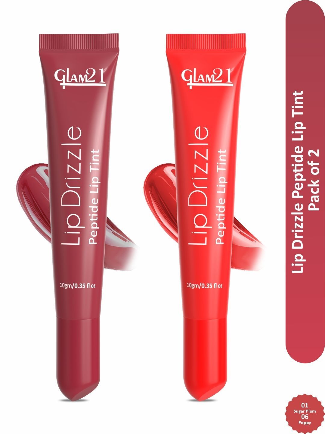 GLAM21 Set Of 2 Lip Drizzle Peptide Lip Tint - 10 g Each - Sugar Plum & Poppy-picture-13