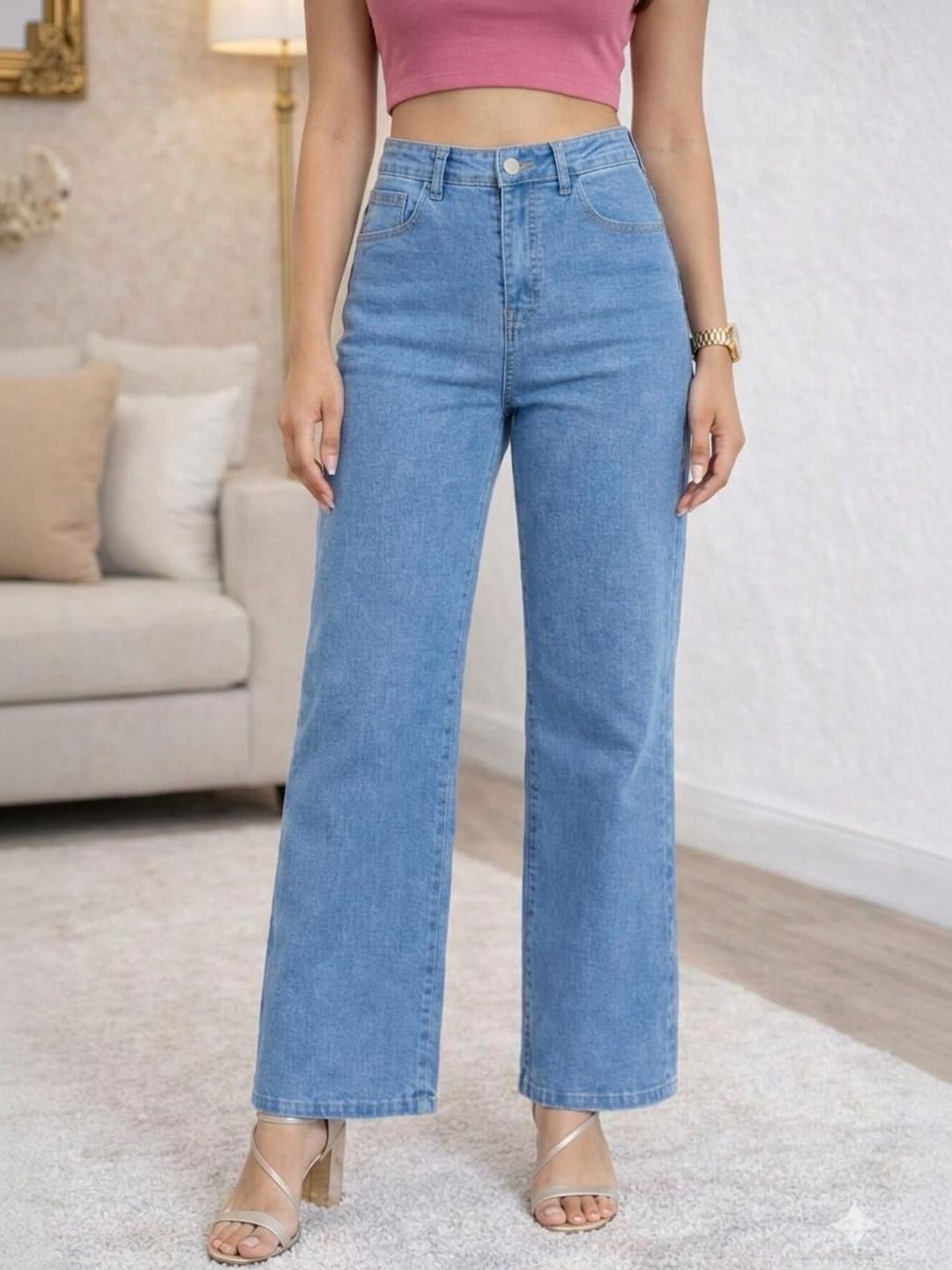 HERE&NOW Women Straight Fit High-Rise Stretchable Jeans-picture-53