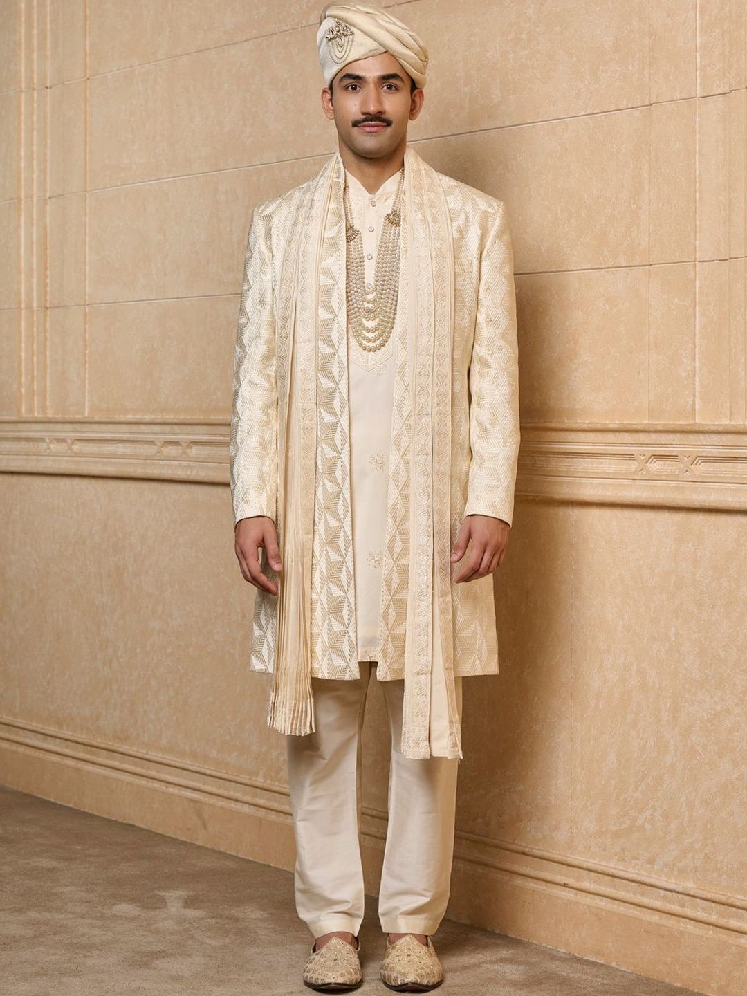 Tasva Dori & Zardozi Embroidered Self Textured Sherwani-picture-18