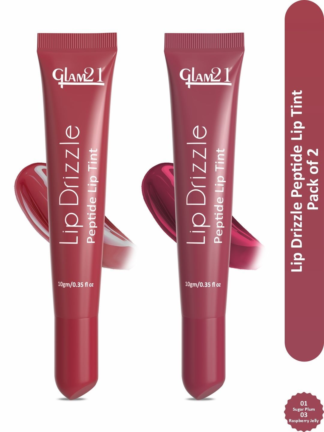 GLAM21 Set Of 2 Lip Drizzle Peptide Lip Tint - 10 g Each - Sugar Plum & Rasberry Jelly-picture-12