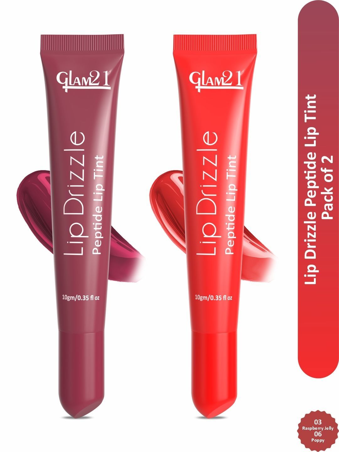 GLAM21 Set Of 2 Lip Drizzle Peptide Lip Tint - 10 g Each - Rasberry Jelly & Poppy-picture-14