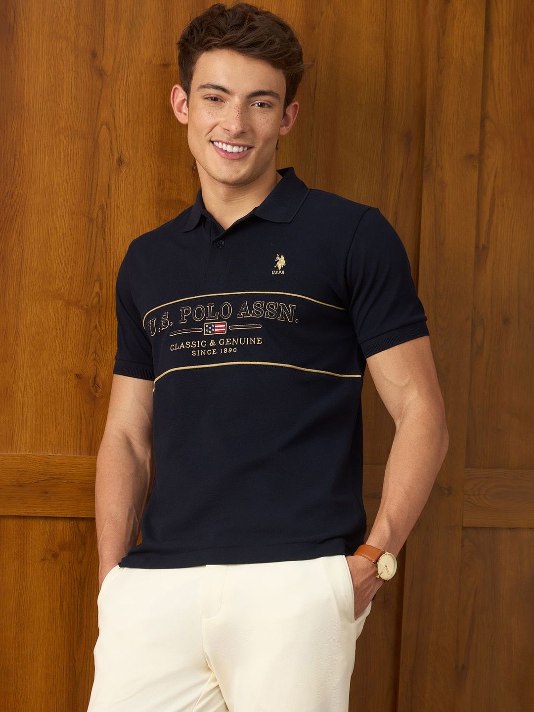 U.S. Polo Assn. Men Brand Logo Printed Polo Collar Slim Fit T-shirt-picture-36