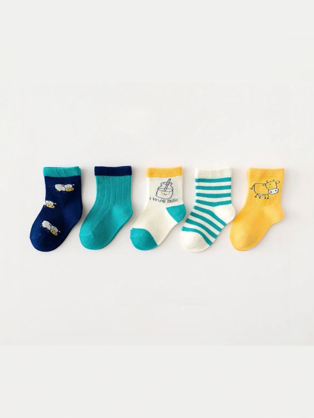 IBA ISBA COLLECTIONS Unisex Kids Pack of 5 Assorted Patterned Ankle Length Socks-image-30