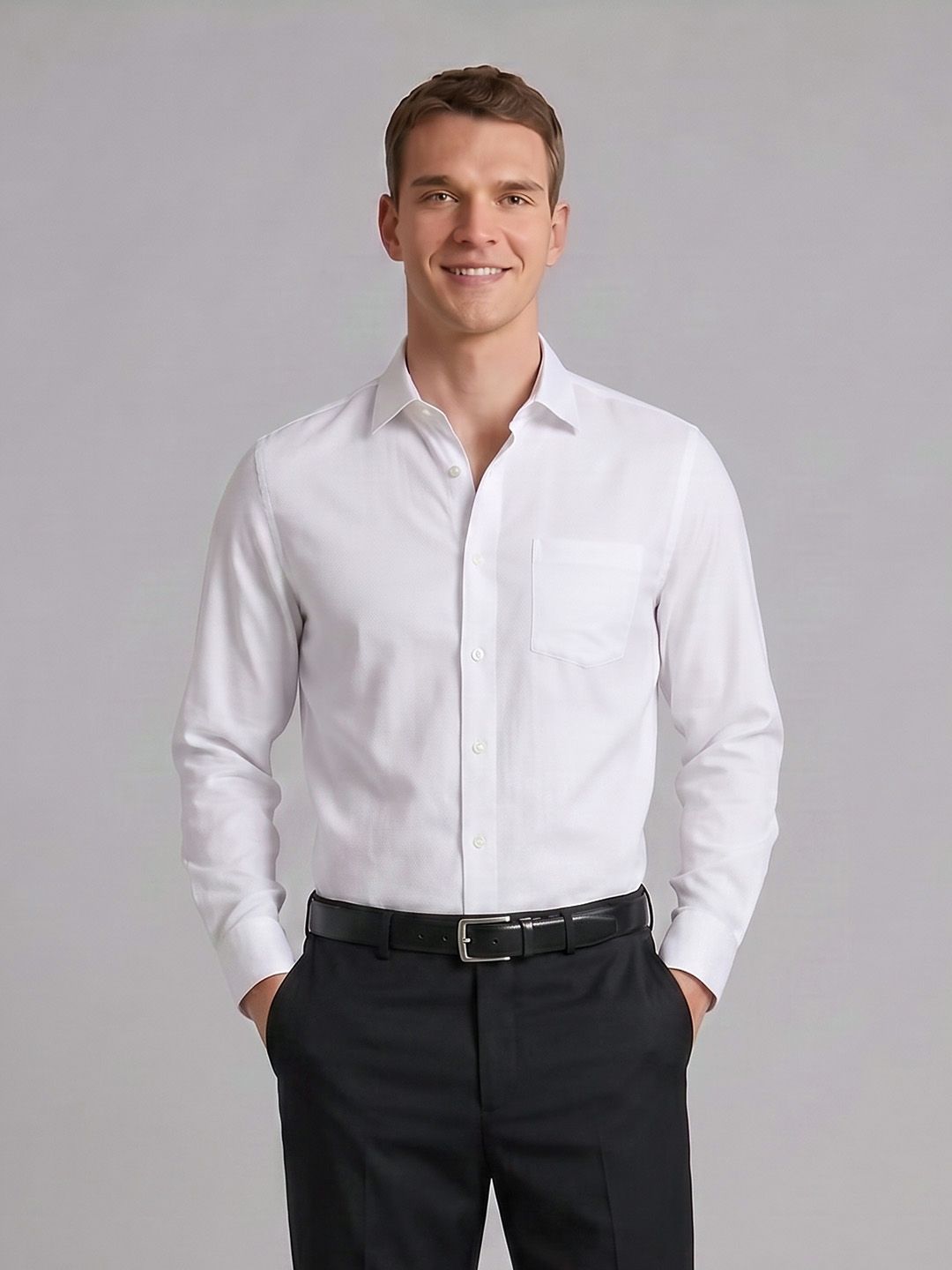 Blackberrys Textured Pure Cotton Formal Shirt