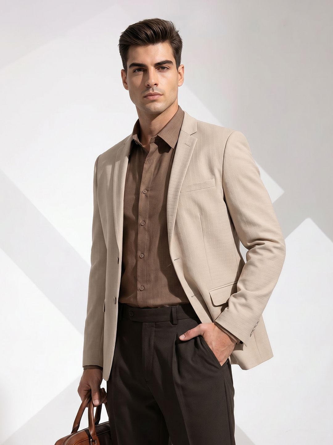 INVICTUS Slim Fit Striped Notched Lapel Single Breasted Formal Blazer-picture-58