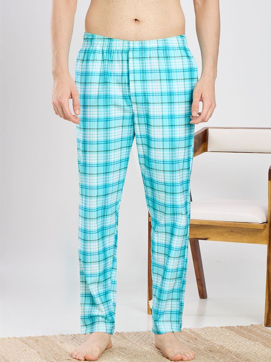 ETC Checked Mid-Rise Straight Lounge Pants-picture-27