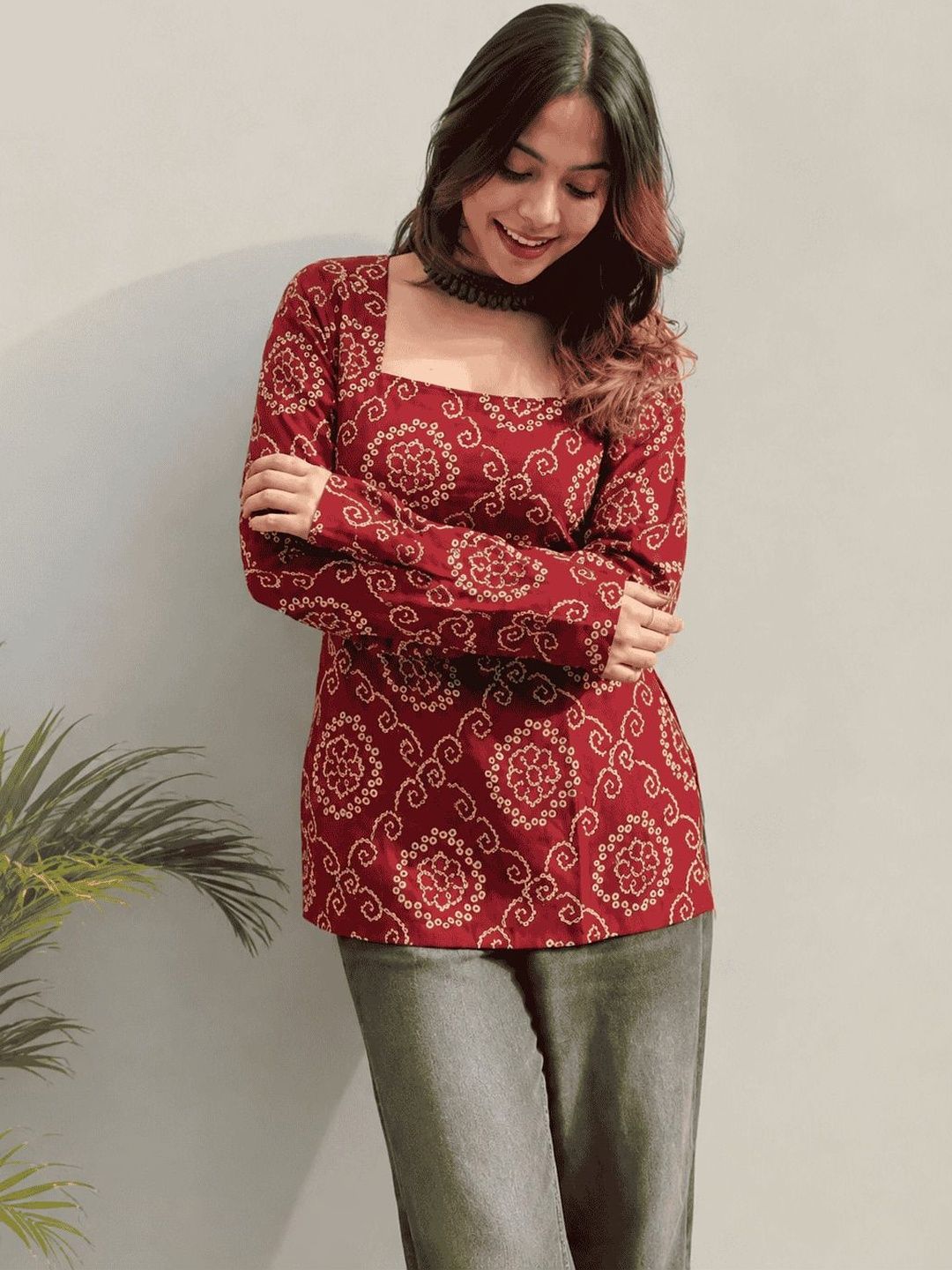 Classy Creation Bandhani Printed Square Neck Kurti-picture-11