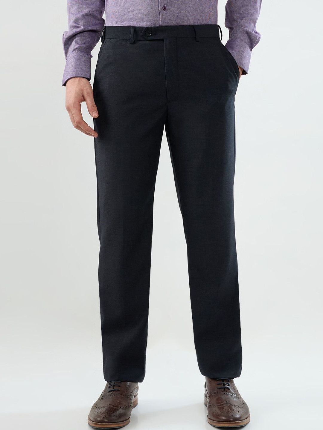 Raymond Men Regular Fit Mid-Rise Solid Formal Trousers-picture-10