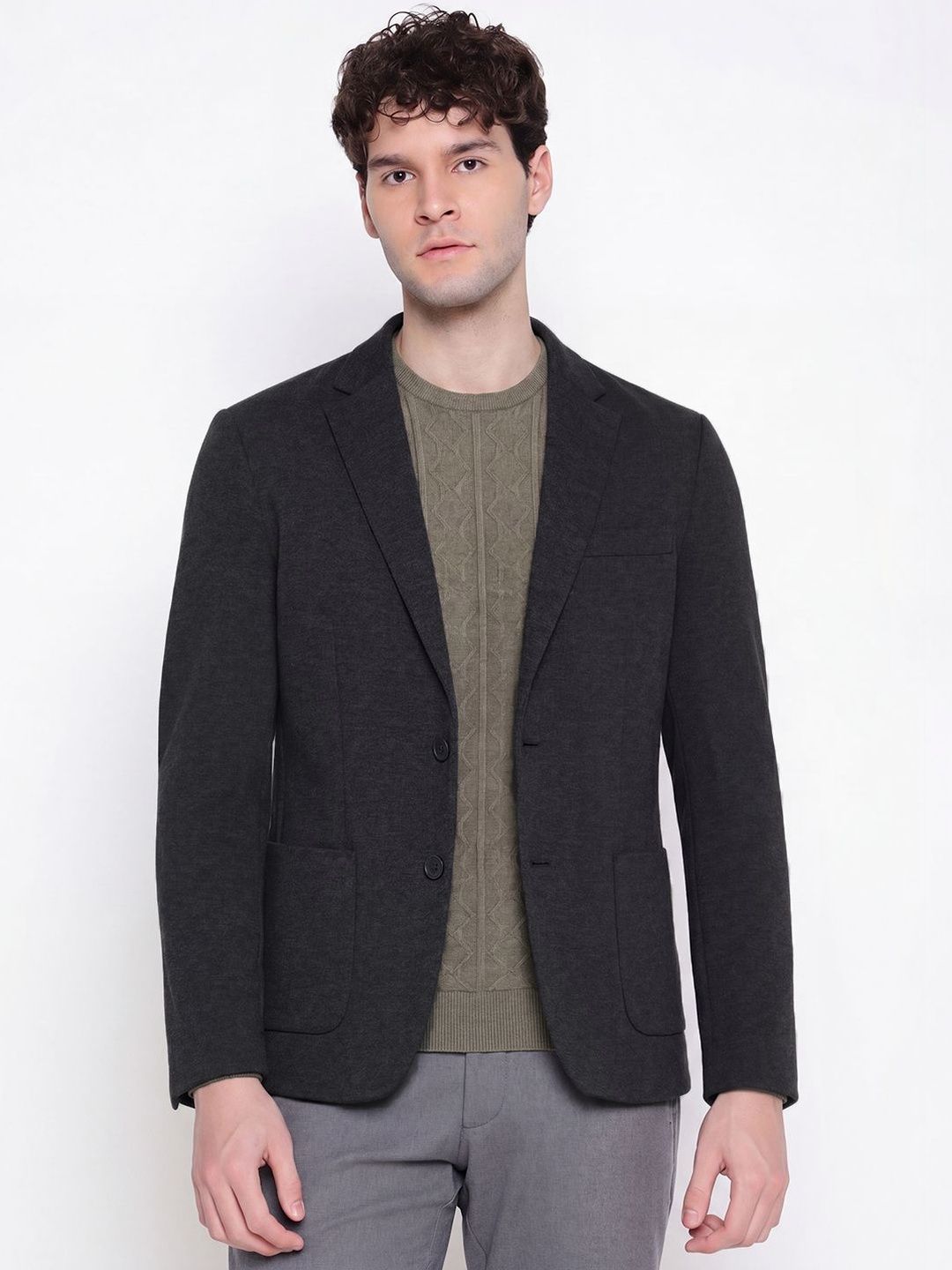 GUESS Notched Lapel Single-Breasted Casual Blazers-image-16