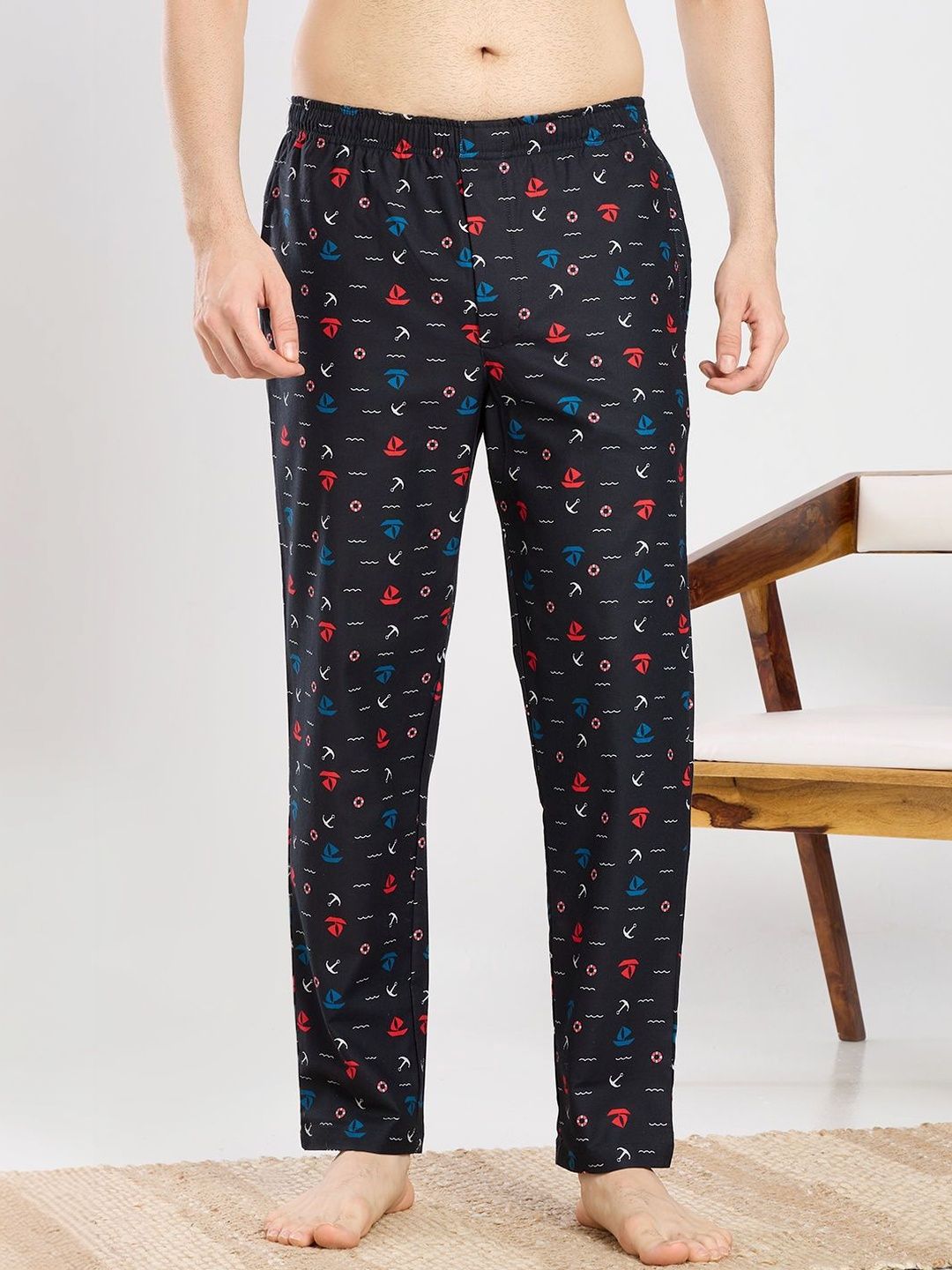 ETC Printed Mid-Rise Straight Lounge Pants-picture-31
