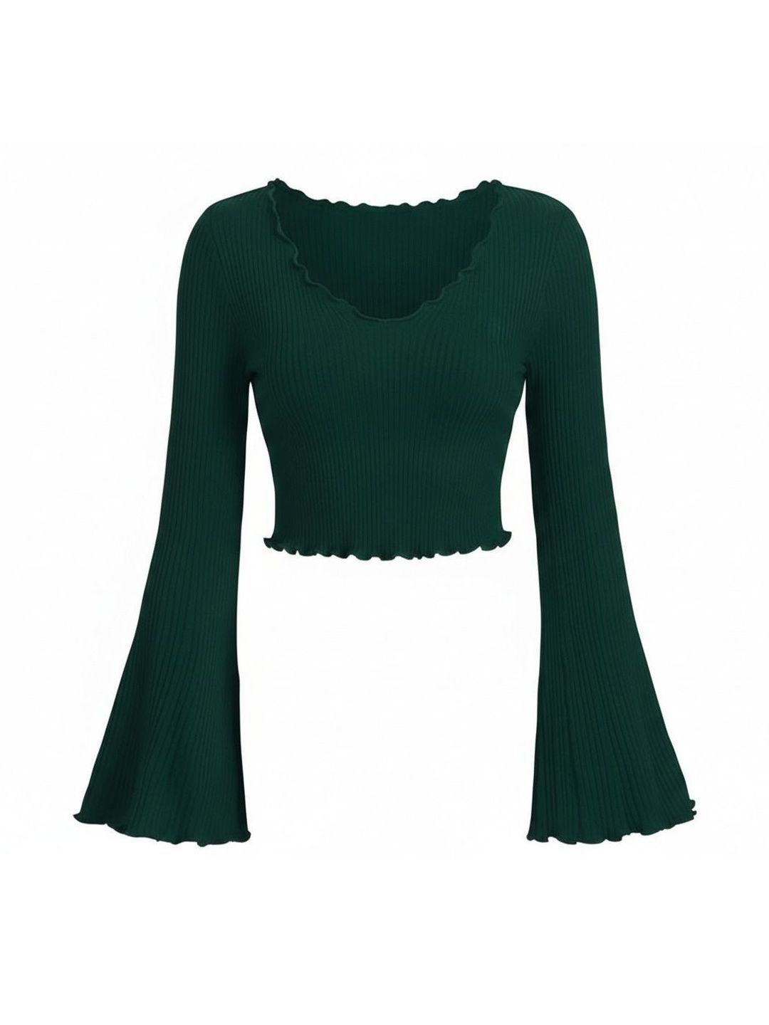 ORGAVO Bell Sleeve Ruffles Crop Top-picture-11