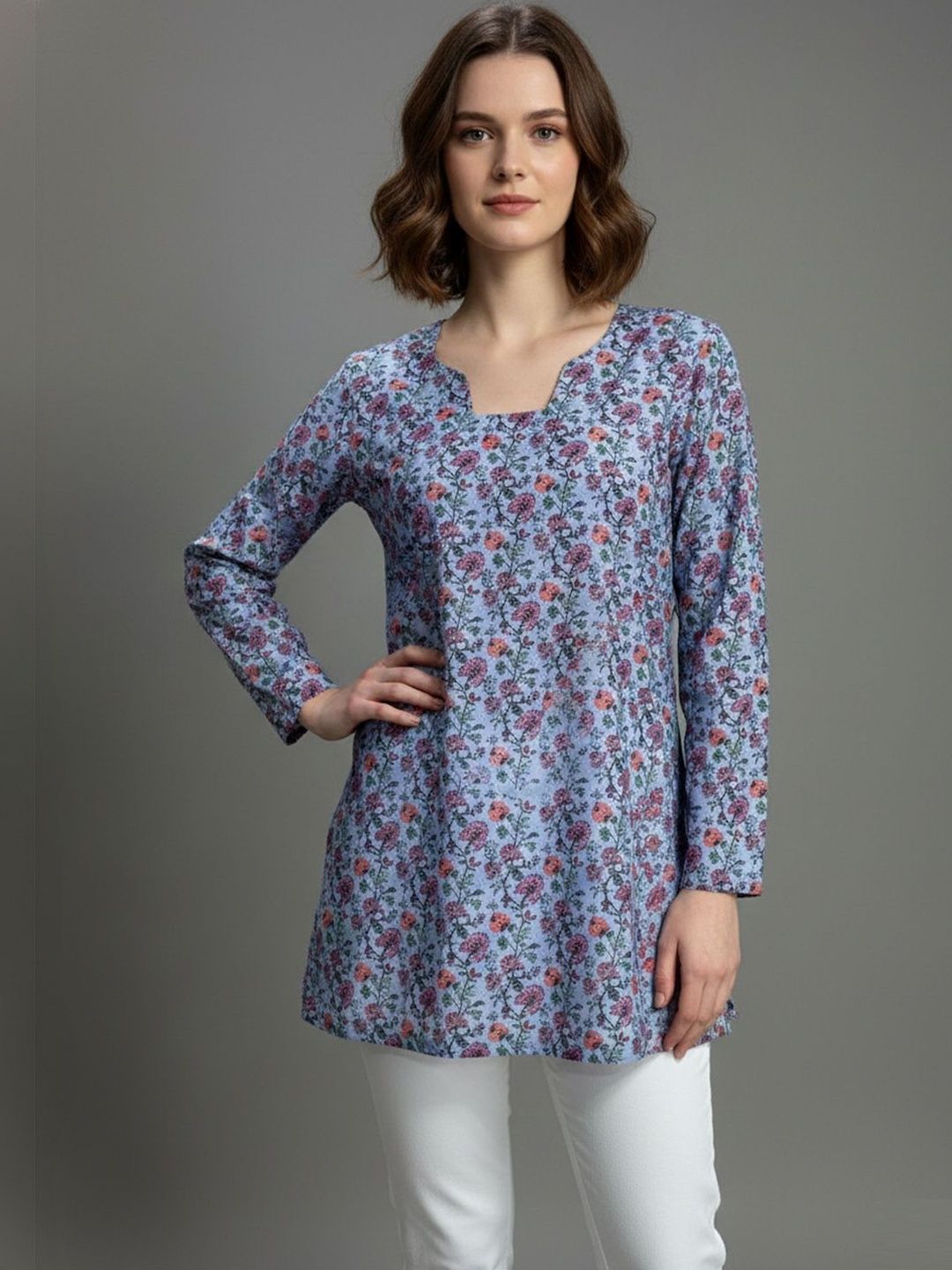 KALINI Floral Printed V-Neck Kurti-picture-37