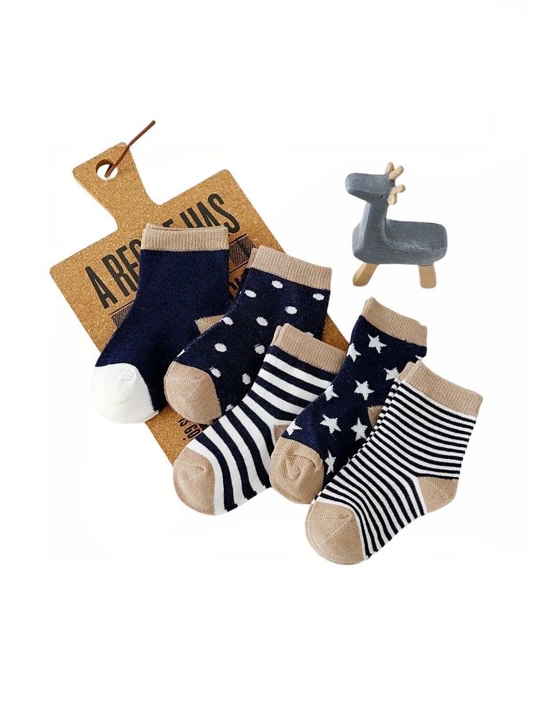 IBA ISBA COLLECTIONS Unisex Kids Pack of 5 Cotton Assorted Patterned Ankle Length Socks-picture-28