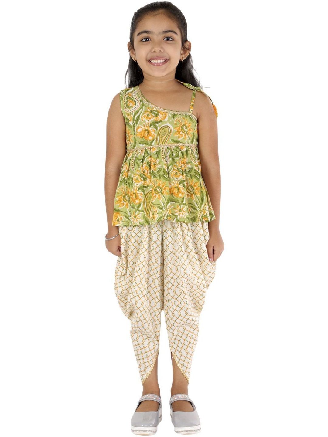 ahhaaaa Girls Printed Top with Dhoti Pants-image-37