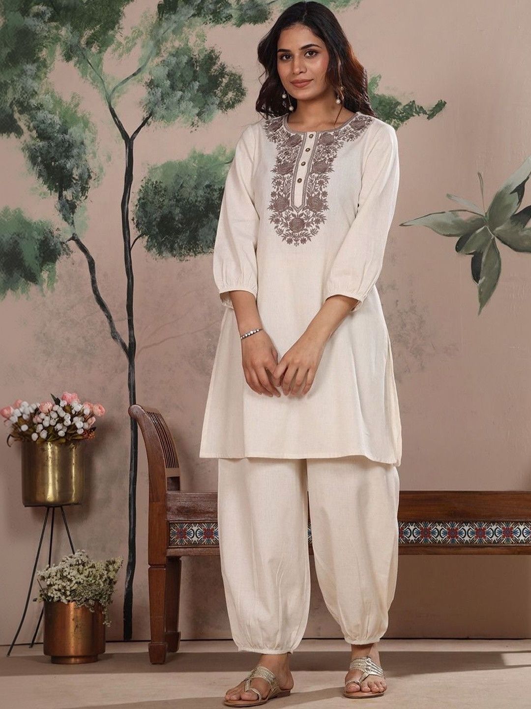 Saffron Threads Women Cotton Linen Palazzos-picture-42