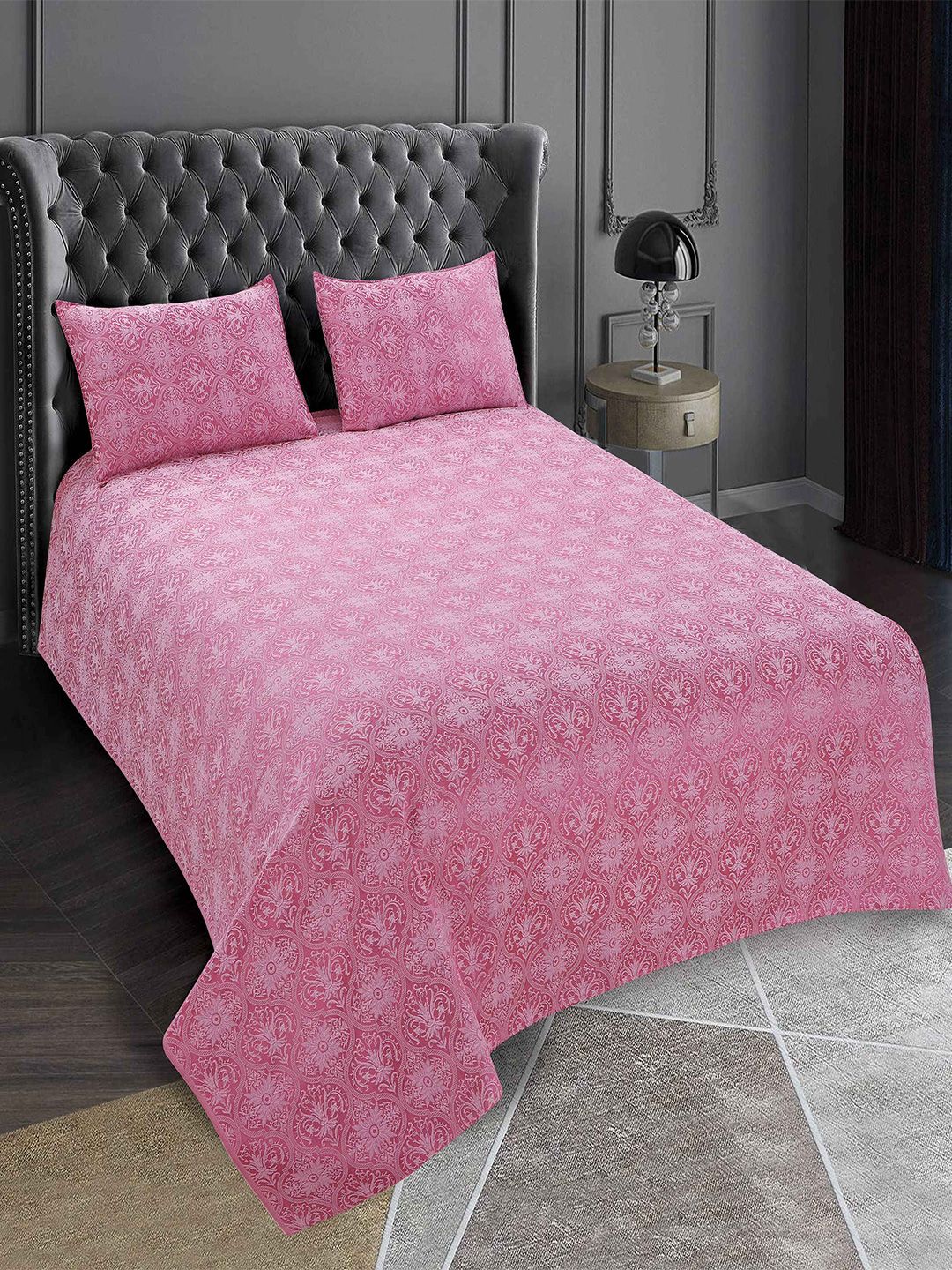Victor Pink Ethnic Motifs Double Bed - King Bed Covers-image-8