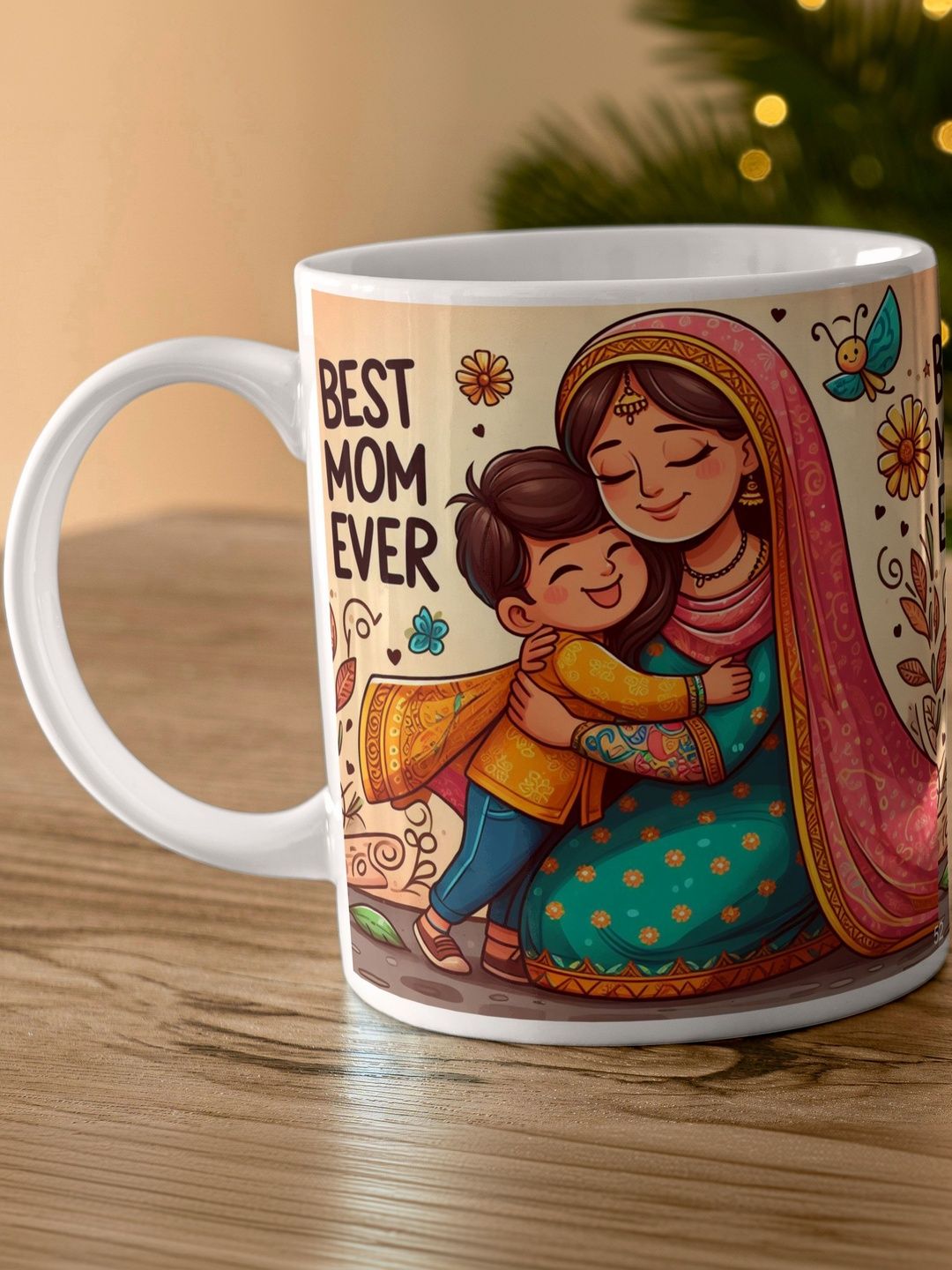 KUCHILA Beige Printed Graphic Ceramic Glossy Cups and Mugs-image-27