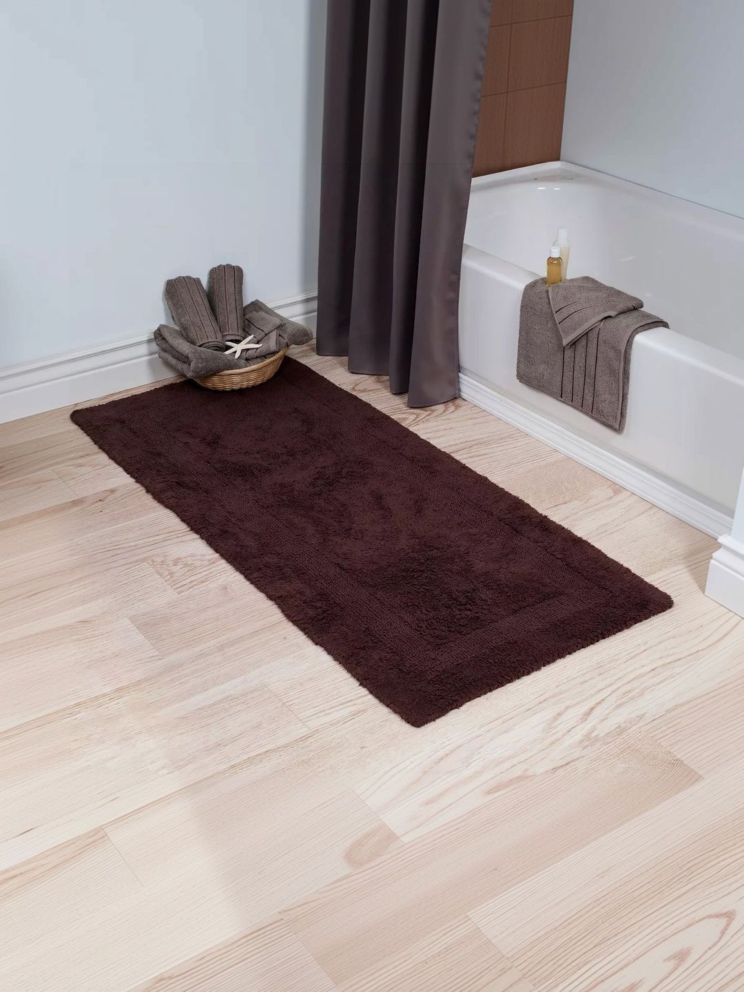 MY HOME Brown Cotton Reversable Bath Rug-picture-41
