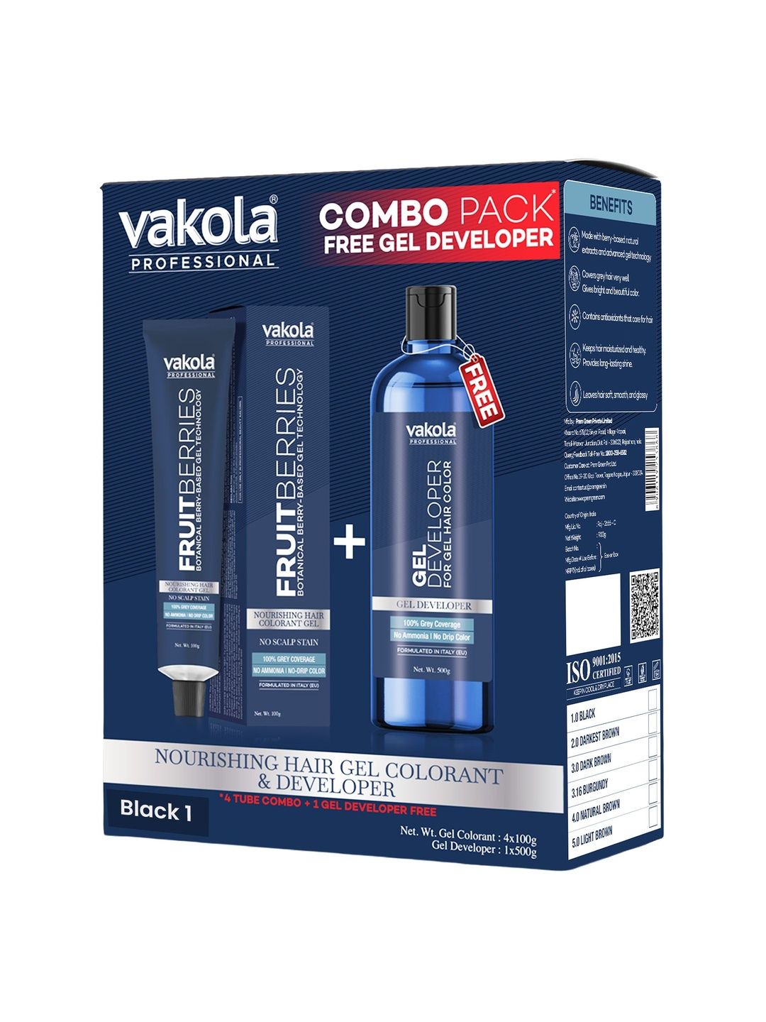 VAKOLA Set Of 4 Hair Colorant Gel & Developer - 900 g - Black-picture-48