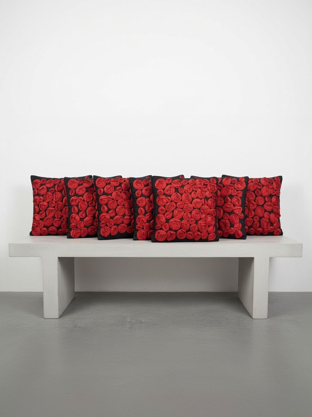 Themes Furnishings & Decor Red Set of 5 Floral Velvet Square Cushion Covers-picture-24