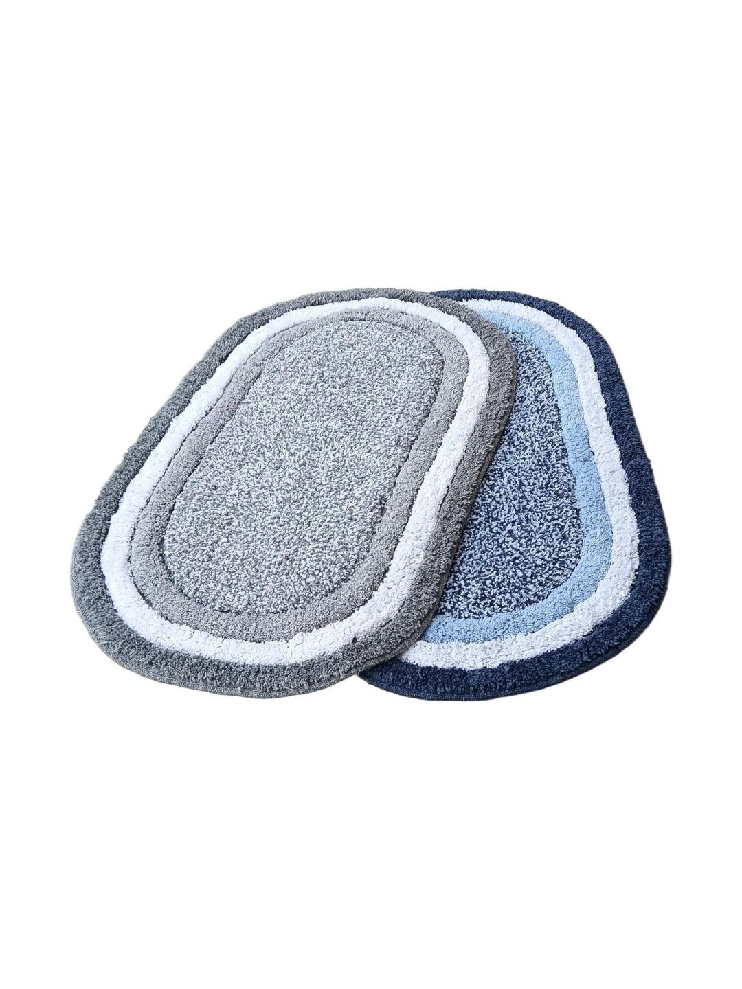 MY HOME 2-Pcs Blue & Grey Cotton Anti-Skid Doormats-picture-20