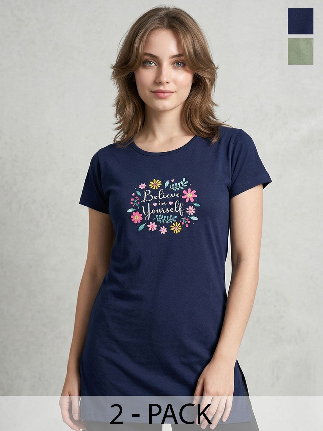 Roadster Pack of 2 Printed Lounge Tshirts-picture-31