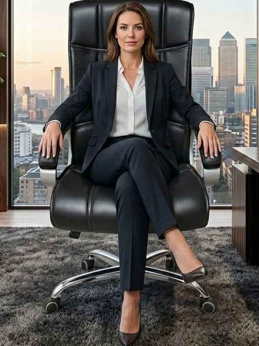 COZY CUB Black Leatherette Adjustable Seat Height Study Arm Chair-picture-56