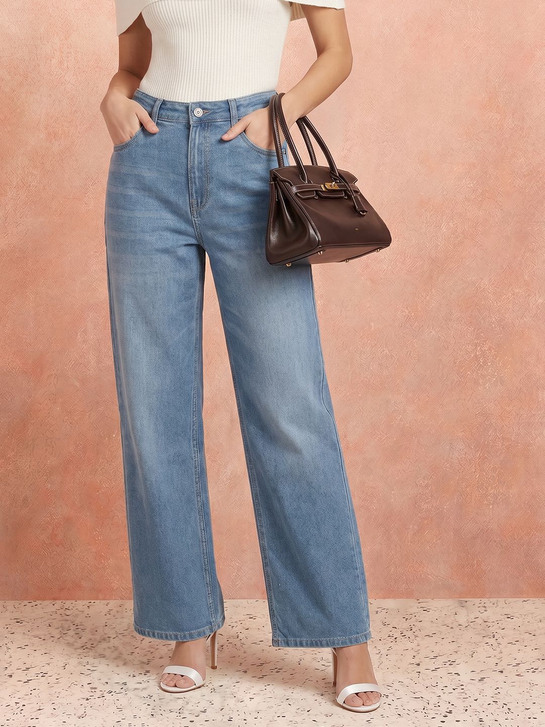 all about you Women Wide Leg Light Faded Stretchable Jeans-picture-12