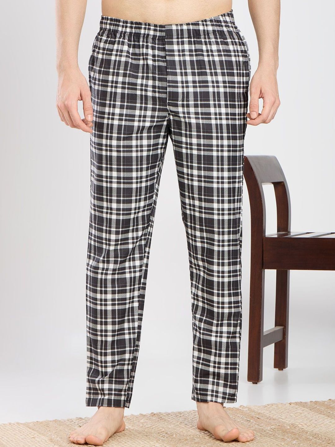 ETC Checked Mid-Rise Straight Lounge Pants-picture-56