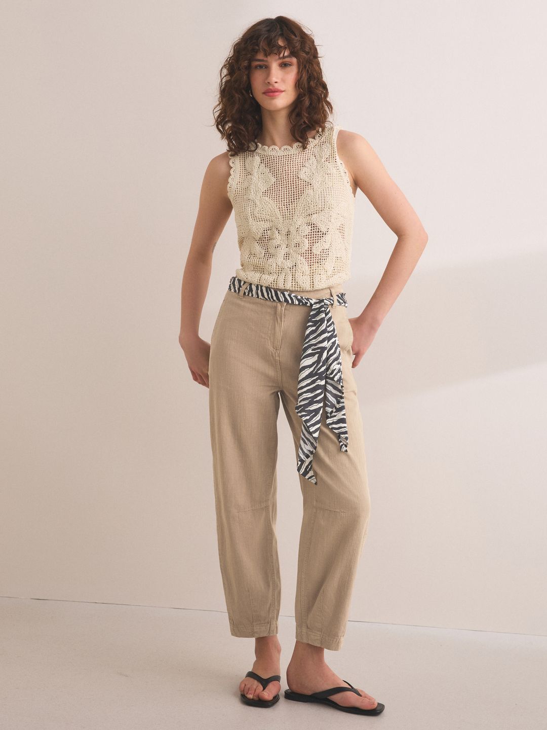 NEXT Women Regular Fit Linen Trousers-picture-19
