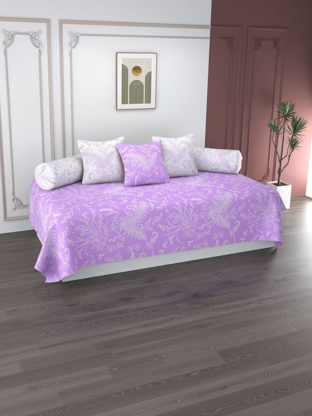 Apala 6 Pieces Purple Printed Diwan Set-picture-23
