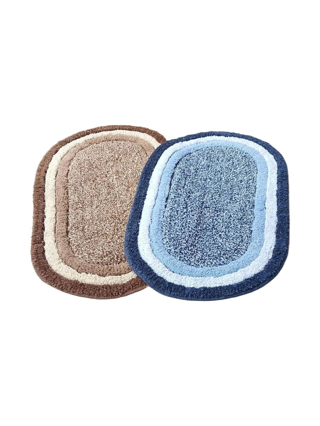 MY HOME 2-Pcs Brown & Blue Cotton Anti-Skid Doormats-picture-37