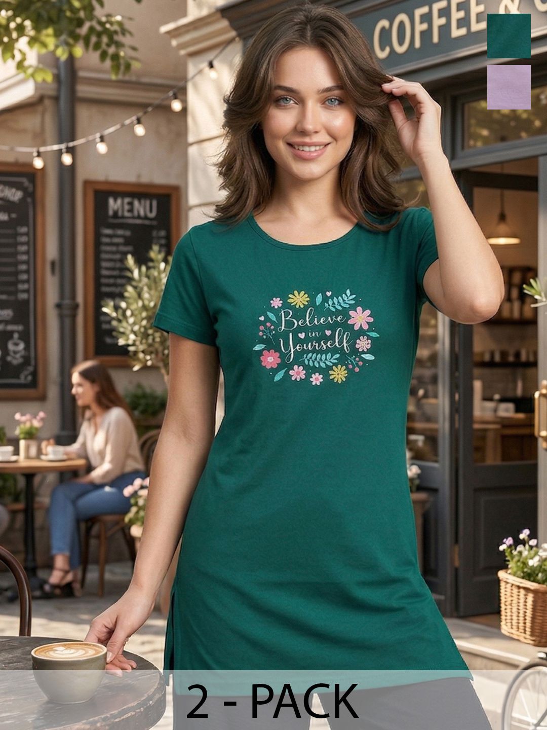 Roadster Pack of 2 Printed Lounge Tshirts-picture-37