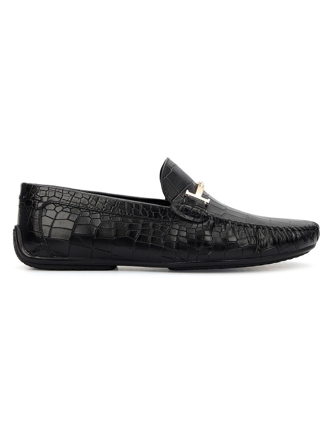 ROSSO BRUNELLO Men Textured Leather Round Toe Slip-On Formal Loafers-picture-32
