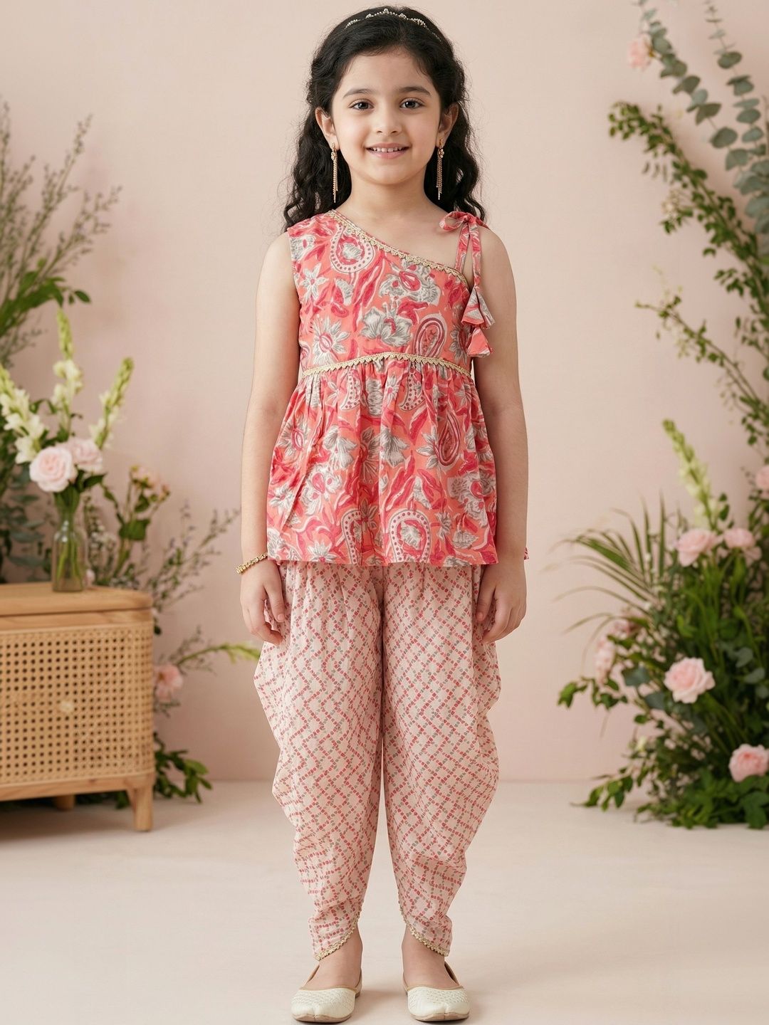ahhaaaa Girls Printed Top with Dhoti Pants-picture-58