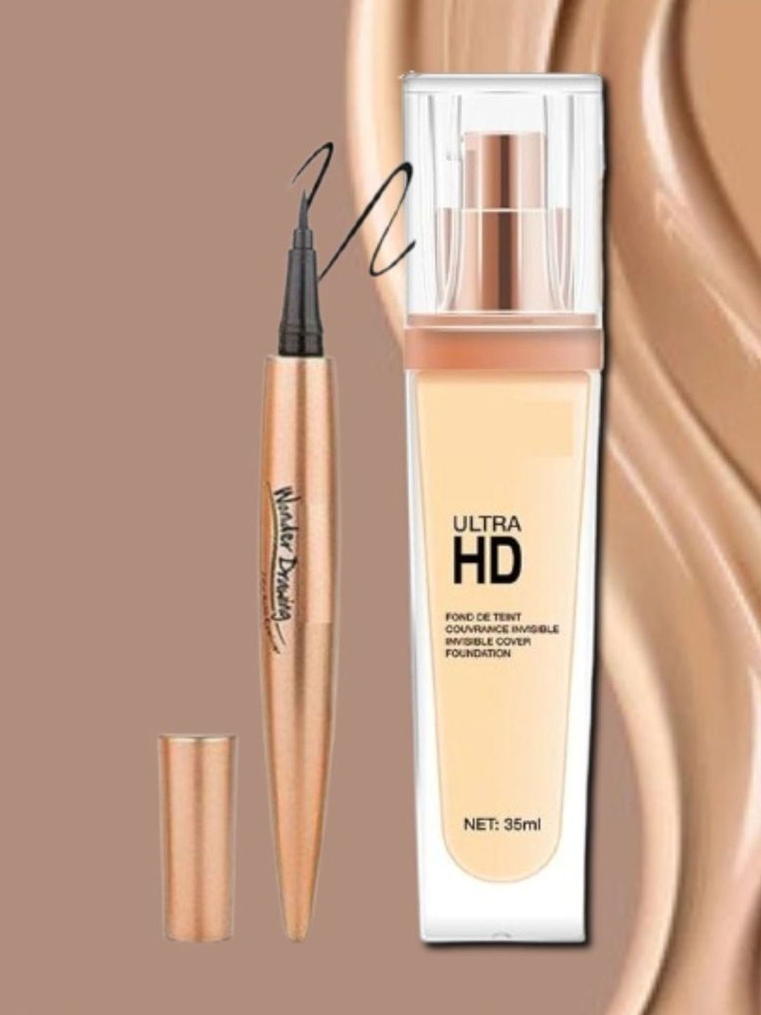 kirmit Ultra HD Foundation -35 ml + 24h Eyeliner-image-5