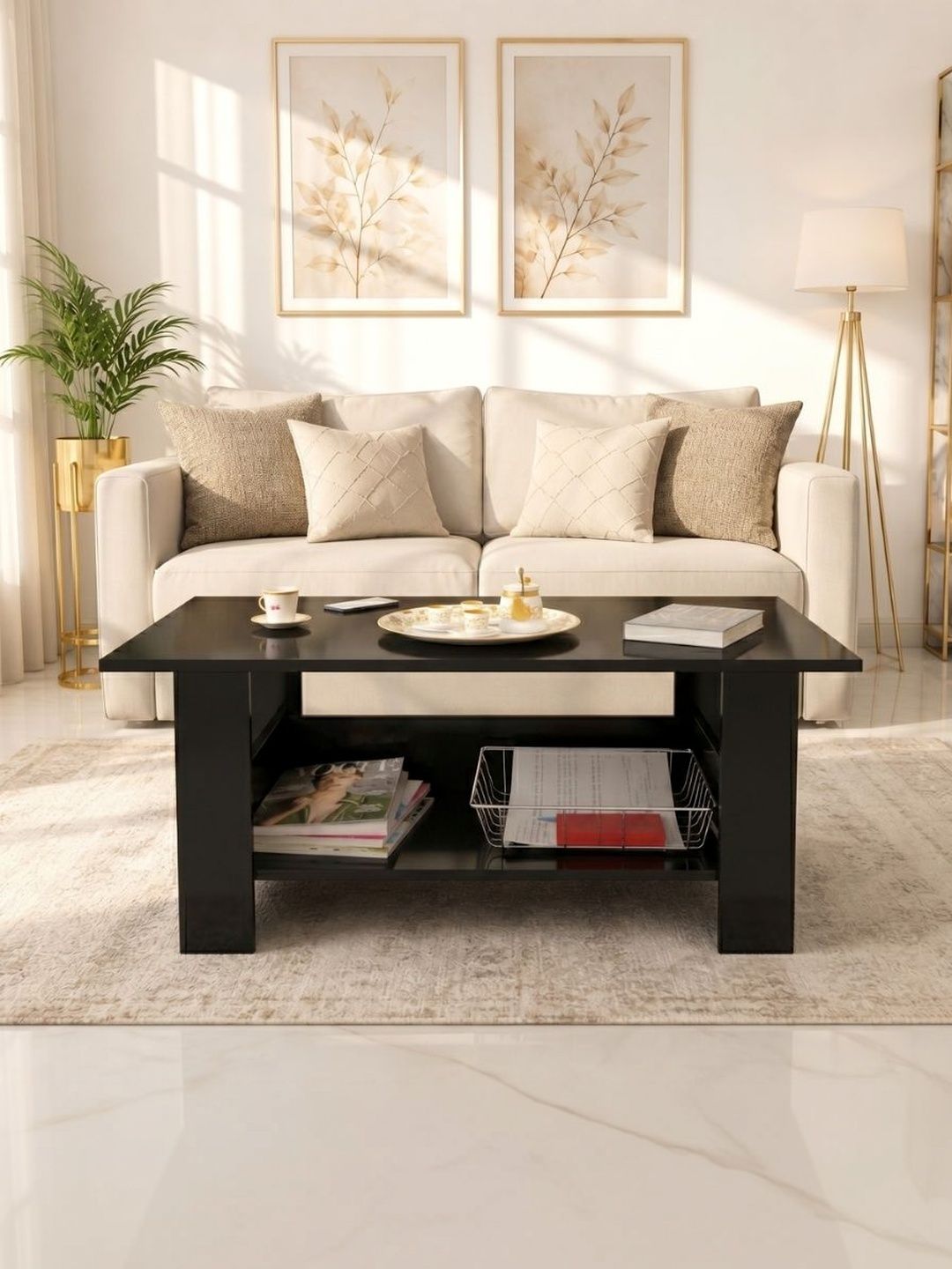 SPYDER CRAFT Black Natural Stone Rectangle Coffee Table-picture-42