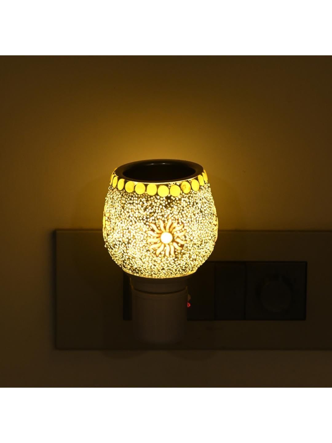 1ST TIME White & Yellow Printed Kapoor Dani Aroma Oil Diffusers-picture-29