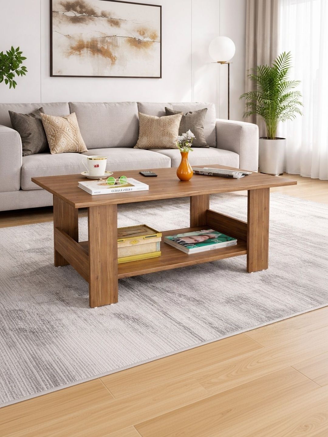 SPYDER CRAFT Brown Natural Stone Rectangle Coffee Table-image-9