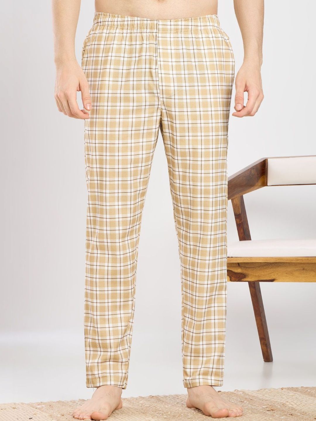 ETC Checked Mid-Rise Straight Lounge Pants-picture-19