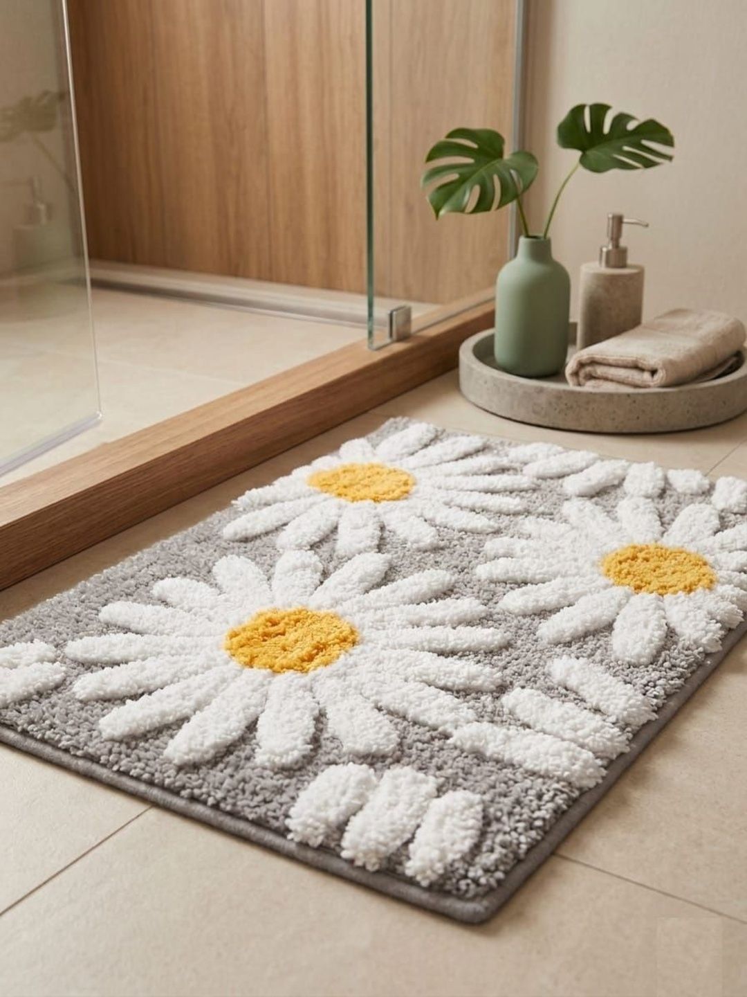 Banchmark Home Furnishings Grey & White Anti-Slip High Absorbent Doormats-image-24