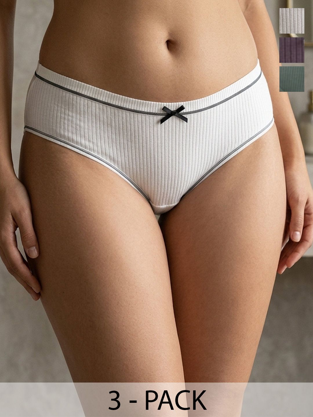 DressBerry Women Pack of 3 Self Design Hipster Briefs-picture-35