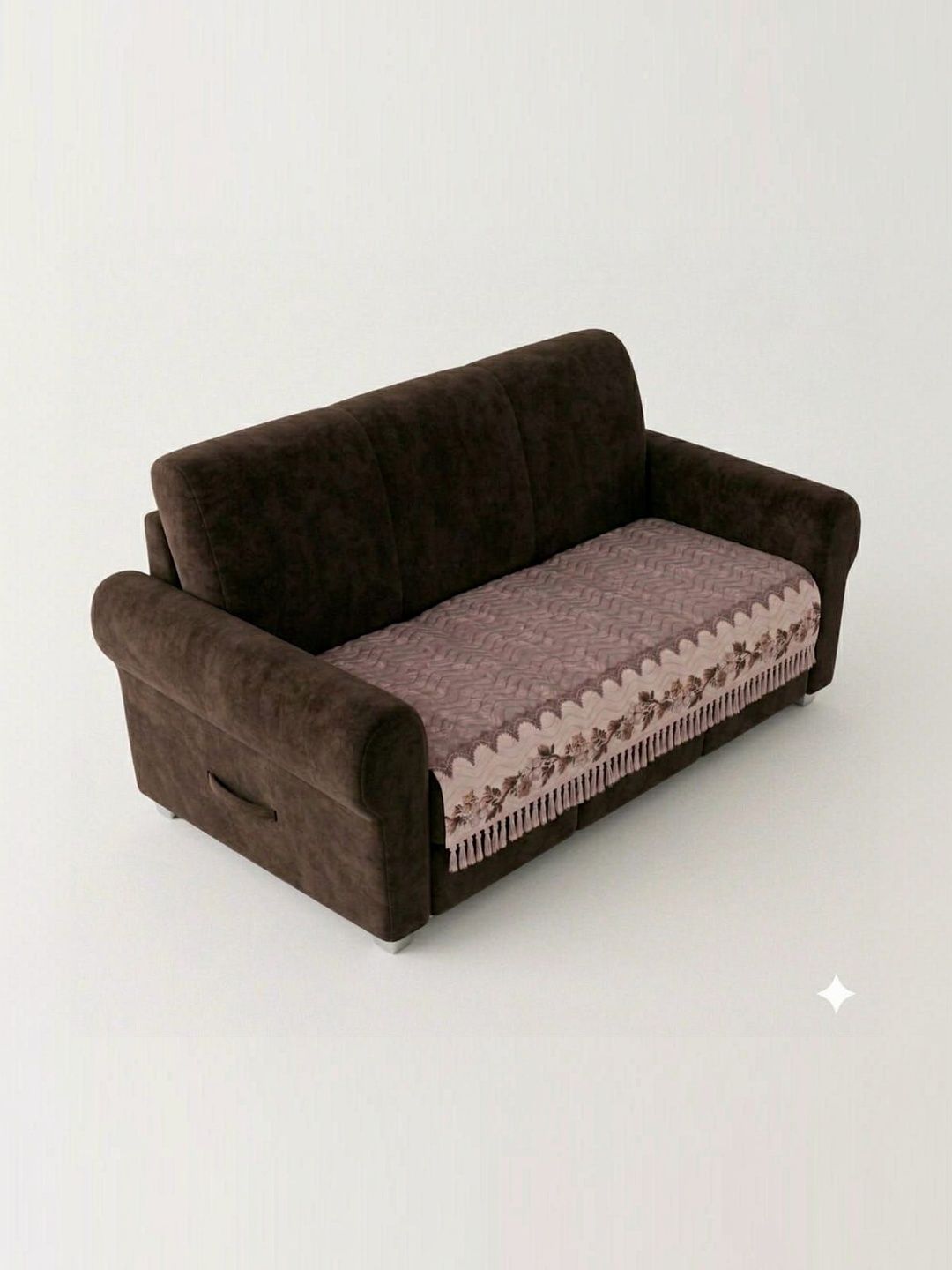 KANUM Pink & Mauve Embroidered Polyester Blend 3 Piece Sofa Cover Without Arms-image-48