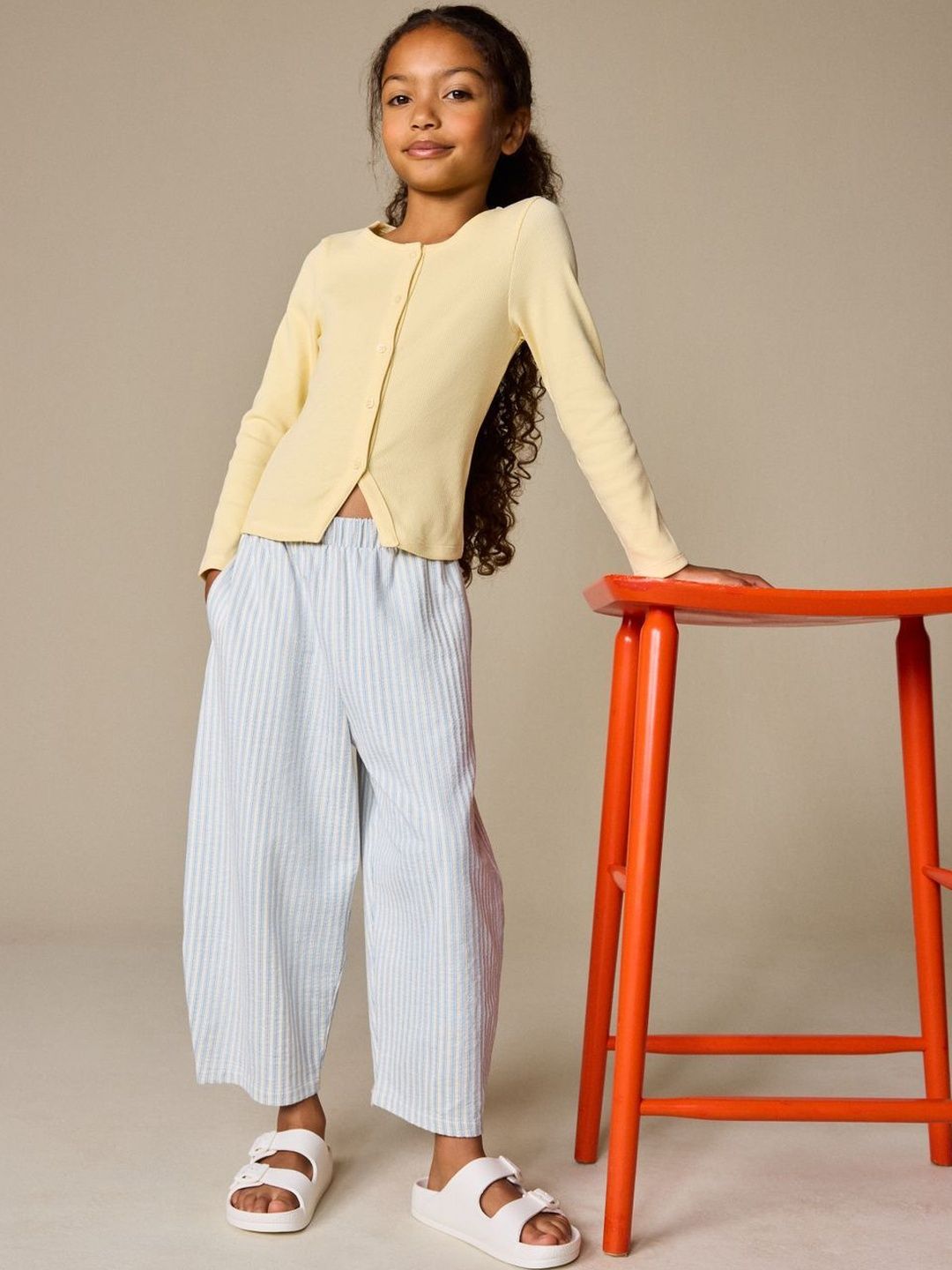 NEXT Girls Striped Pleated Trousers-picture-18