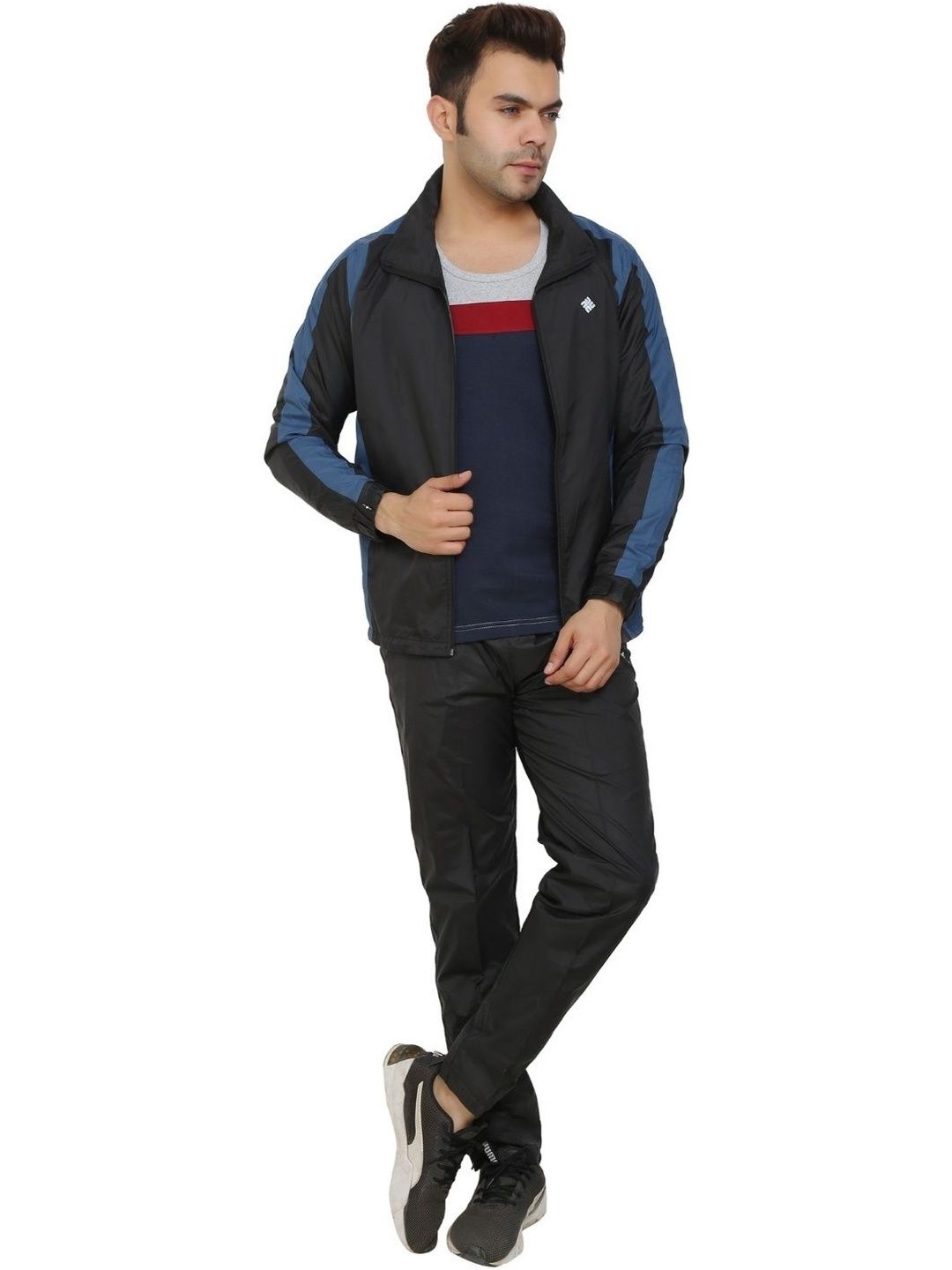 NU-9 Men Self Design Mock Collar Tracksuits-picture-17