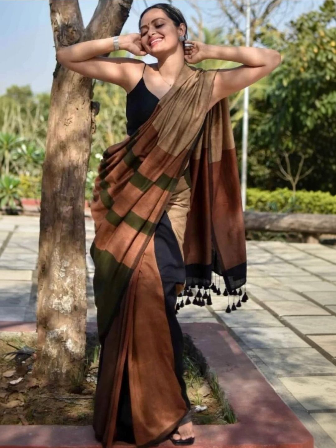 all about you Striped Handloom Khadi Saree-picture-40